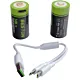 2x bateria akumulatorek CR123a 3v 2100mWh USB + podwójny kabel do ładowania