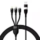 Kabel USB 3w1 Baseus Flash Series 2, USB-C + micro USB + Lightning, 100W, 1.2m (czarny)