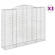 Kosze gabionowe, 3 szt, 300x50x220/240 cm, galwanizowane żelazo