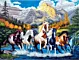 Malowanie Po Numerach Konie Łaciate W Rzece Górskiej 40x50 Cm 