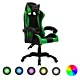 Fotel dla gracza z RGB LED, zielono-czarny, sztuczna skóra