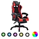 Fotel dla gracza z RGB LED, czerwono-czarny, sztuczna skóra