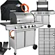 Grill gazowy ogrodowy nierdzewny Heckermnn AG-SR4D-1SS ruszt żeliwny