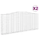 Kosze gabionowe, 2 szt, 400x30x160/180 cm, galwanizowane żelazo