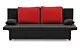 Kanapa rozkładana, poduszki, Sony 2, 193x78x67 cm, czarny, czerwony