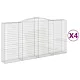 Kosze gabionowe, 4 szt, 400x50x200/220 cm, galwanizowane żelazo
