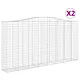 Kosze gabionowe, 2 szt, 400x50x200/220 cm, galwanizowane żelazo