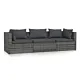 3-osobowa sofa z poduszkami, szara, polirattan