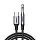 Kabel przewód audio w oplocie USB-C - mini jack 3.5mm 1m szary