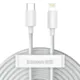 Kabel USB-C do Lightning Baseus Simple Wisdom, PD, 20W, 1.5m (biały) 2szt.
