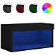 Szafka pod TV, z oświetleniem LED, czarna, 60x30x30 cm