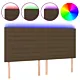 Zagłówek do łóżka z LED ciemnobrązowy 200x5x118/128 cm tkanina