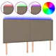 Zagłówek do łóżka z LED, taupe, 200x5x118/128 cm, tkanina