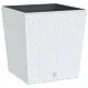 Donica z pojemnikiem wewnętrznym, biała, 37/64 L, rattan PP