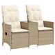Rozkładana sofa ogrodowa ze stolikiem, 2-os., beż, rattan PE