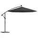 Parasol wiszący z LED i stalowym słupkiem, 300 cm, antracytowy