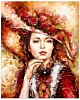 Malowanie Po Numerach Kobieta W Kapeluszu Z Różami Brązy 40 X 50