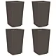 Donice ogrodowe, 4 szt., brązowe, 32,5x32,5x57, PP