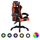Fotel dla gracza z RGB LED, pomarańczowo-czarny, sztuczna skóra