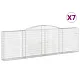 Kosze gabionowe, 7 szt, 400x30x120/140 cm, galwanizowane żelazo