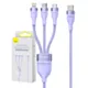 Kabel USB 3w1 Baseus Flash Series 2, USB-C + micro USB + Lightning, 100W, 1.5m (fioletowy)