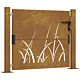Furtka ogrodowa, 105x80 cm, stal kortenowska, motyw trawy