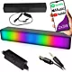 GŁOŚNIK SOUNDBAR GAMINGOWY RGB LED 2.0 MINI JACK 3,5mm AUX USB 5V DC 2x3W