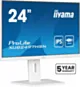 IIYAMA Monitor 24 cale XUB2497HSN-W2 IPS, USB-C Dock, HDMI, DP, 300cd, Pivot, HAS, biały /5y/