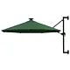 Parasol ogrodowy z LED, ścienny, 300 cm, zielony