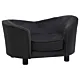 Sofa dla psa, czarna, 69x49x40 cm, plusz i sztuczna skóra