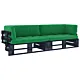 Sofa 2-osobowa z palet, z poduszkami, czarna, drewno sosnowe