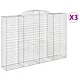 Kosze gabionowe, 3 szt, 300x50x200/220 cm, galwanizowane żelazo
