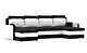 Duży narożnik z funkcją spania, Milton III, 290x140x75 cm, biel, czarny
