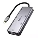 Hub 9w1 RayCue USB-C do 2x USB-A 3.0 5Gbps + 2x SD/TF 3.0 + 2x HDMI 4K30Hz + VGA 1080p + jack 3,5mm + PD 3.0 100W (szary)