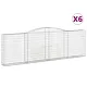 Kosze gabionowe, 6 szt, 400x30x120/140 cm, galwanizowane żelazo