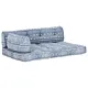 Sofa z poduszek na paletę, tkanina, indygo patchwork