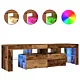 Szafka pod TV z oświetleniem LED, stare drewno, 140x36,5x40 cm