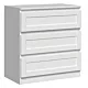 Komoda, frezowane szuflady, 70x40x75 cm, biały, mat