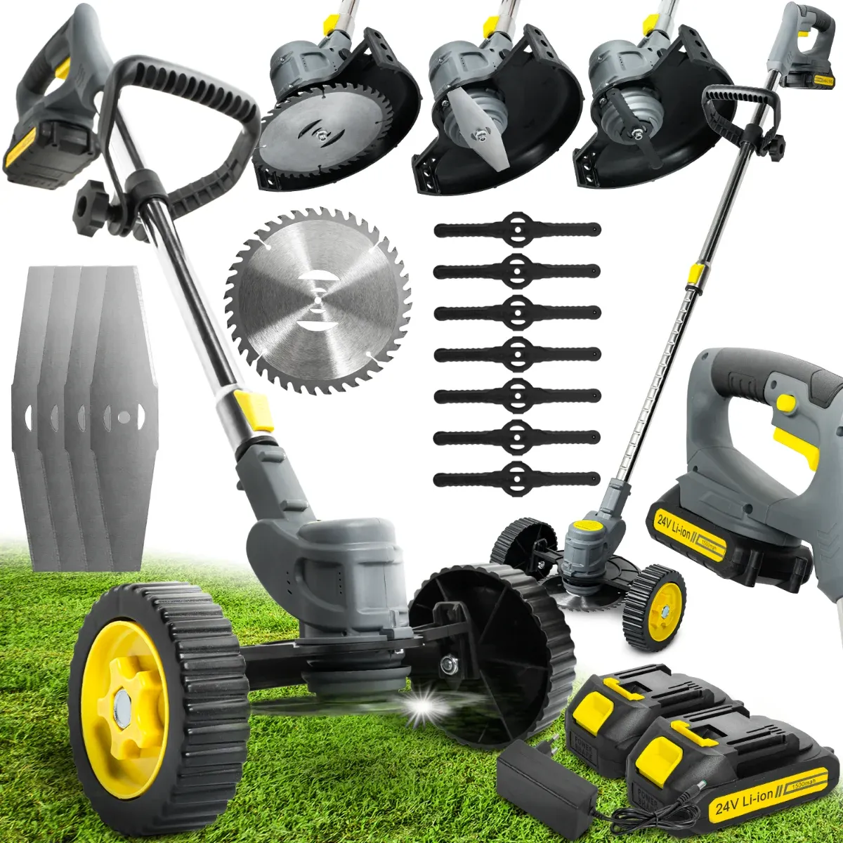 Podkaszarka akumulatorowa z kółkami kosa do trawy Heckermann