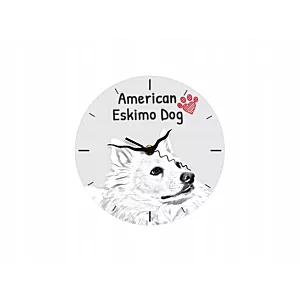 American eskimo dog Stojący zegar z grafiką, MDF