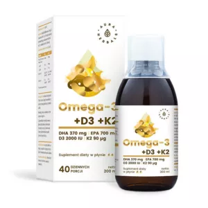 AURA HERBALS Omega-3 (370 DHA) + D3 (2000 IU) + K2MK7 w płynie (200 ml)