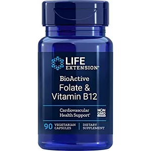 LIFE EXTENSION BioActive Foliany i Witamina B12 (90 kaps.)