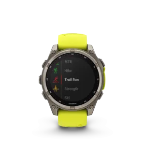 Garmin Fenix 8 - 47mm - Solar Sapphire Titanium z paskiem w kolorze Amp Yellow/Graphite