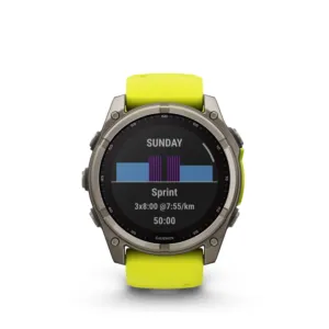 Garmin Fenix 8 - 51mm - Solar Sapphire Titanium z silikonowym paskiem w kolorze Amp Yellow/Graphite