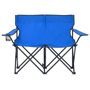 2-os., składane krzesło turystyczne, stal i tkanina, niebieskie