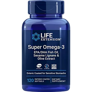 LIFE EXTENSION Super Omega-3 EPA/DHA z Lignanami Sezamowymi i Ekstraktem z Oliwek (120 kaps.)