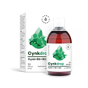 AURA HERBALS Cynkdrop - Cynk z Witaminami B6 i B12 w płynie (500 ml)