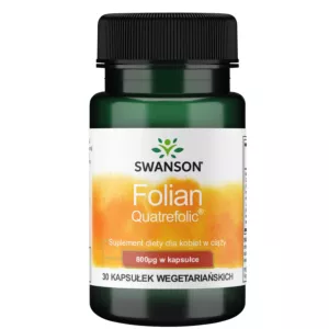 SWANSON Folian Quatrefolic 800 mcg dla kobiet w ciąży (30 kaps.)