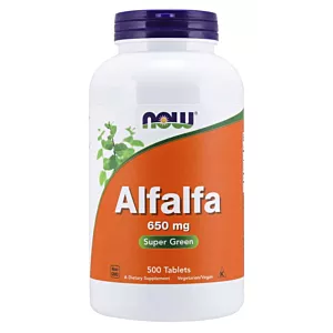 NOW FOODS Alfalfa - Lucerna Siewna 650 mg (500 tabl.)