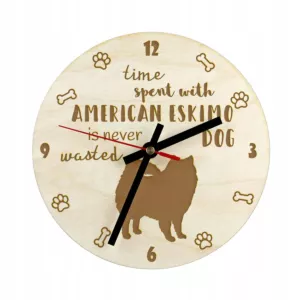 American Eskimo Dog Zegar z grawerem 20 cm